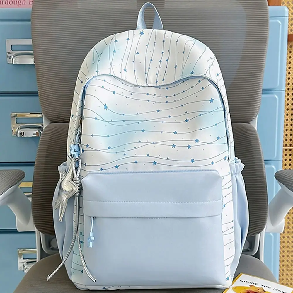 Simple Multicolor Backpack Canvas Large Capacity School Bag Adjustable Belt Widen Strap Travel Bag Student Supplies