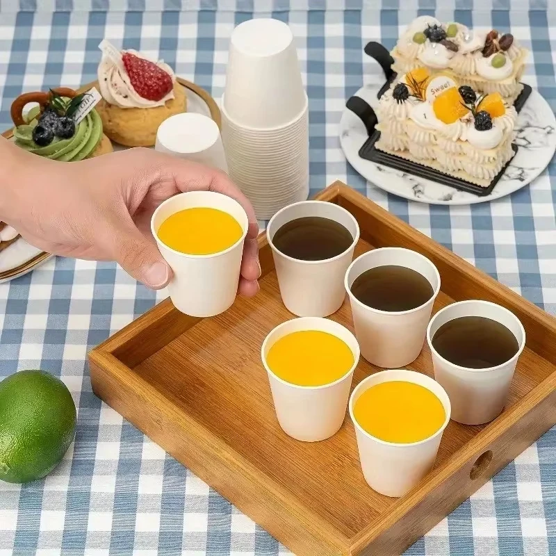 50/100 Stück Einweg-Pappbecher für Saft, Kaffee, Getränke, Probierbecher für Camping, Supermarkt, Hotel, Restaurant, Feiertage, Partys