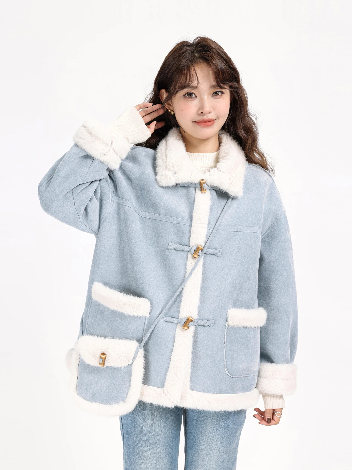 เสื้อโค้ทหนังขนสัตว์อเนกประสงค์ รุ่นใหม่ ฤดูหนาว ปี 2025 สไตล์เกาหลี ดีไซน์โดดเด่น สำหรับผู้หญิง