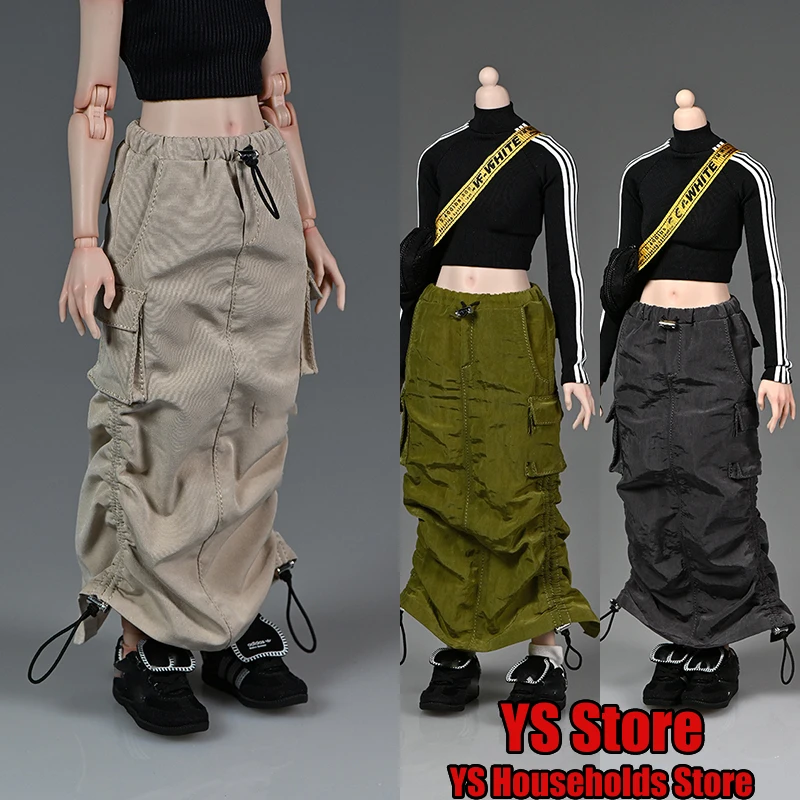 1/6 Female Soldier Purple Gray Army Green Functional Pleated Long Skirts Pocket Slit Design Half Dress For 12