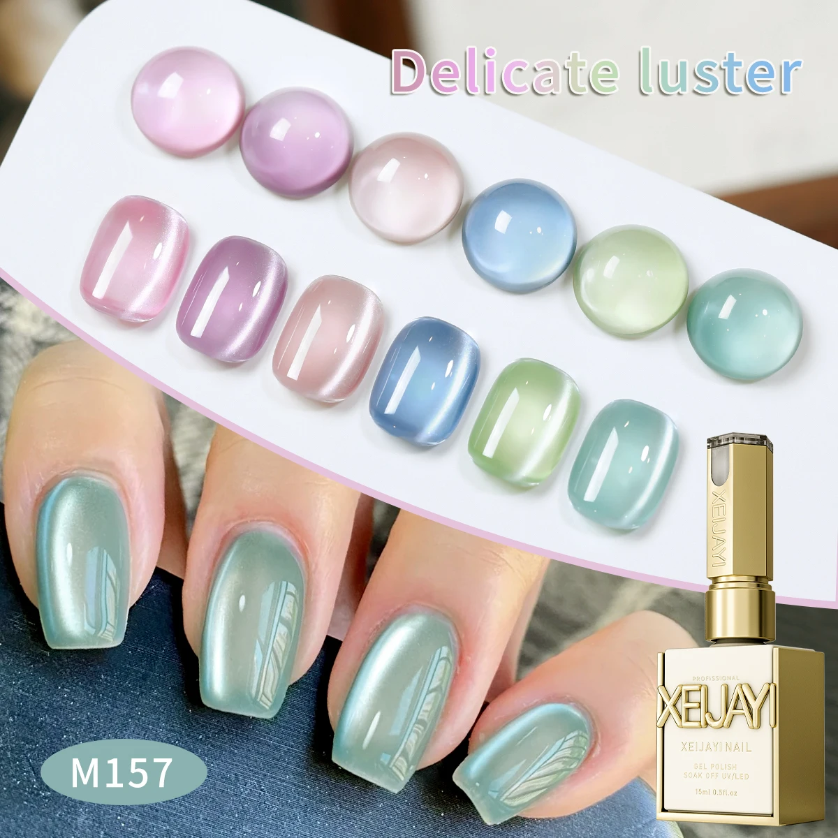 XEIJAYI 6pcs 15ML Translucent Cat Eye Nail Gel Polish Set Semi Permanent Nail Art Soaking UV LED Nail Salon DIY Nail Salon Gel