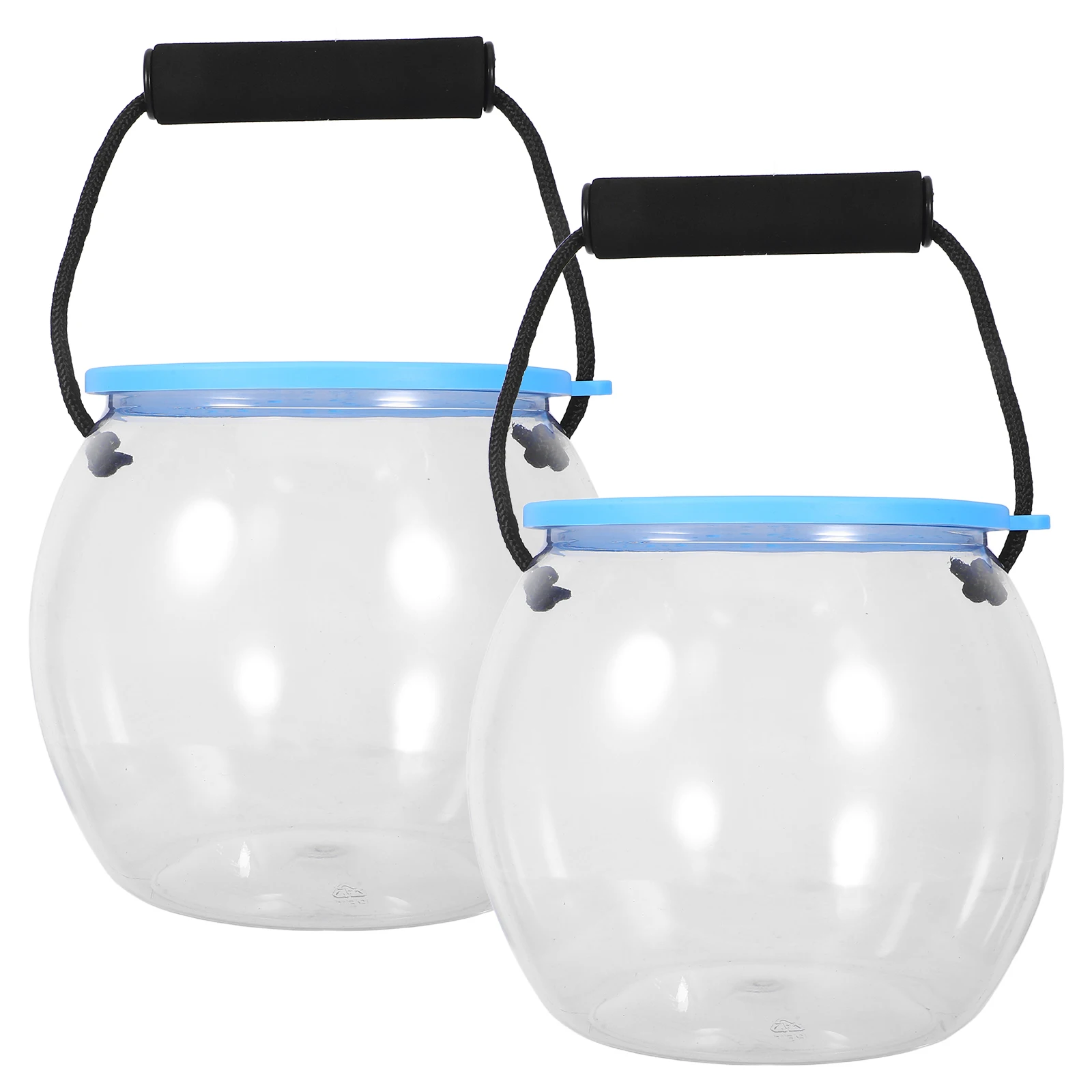 

2pcs Transparent Outdoor Portable Aquarium Bucket Fish Tank For Kids Beach Fishing Clear Plastic Fish Bowl With Lid Handle