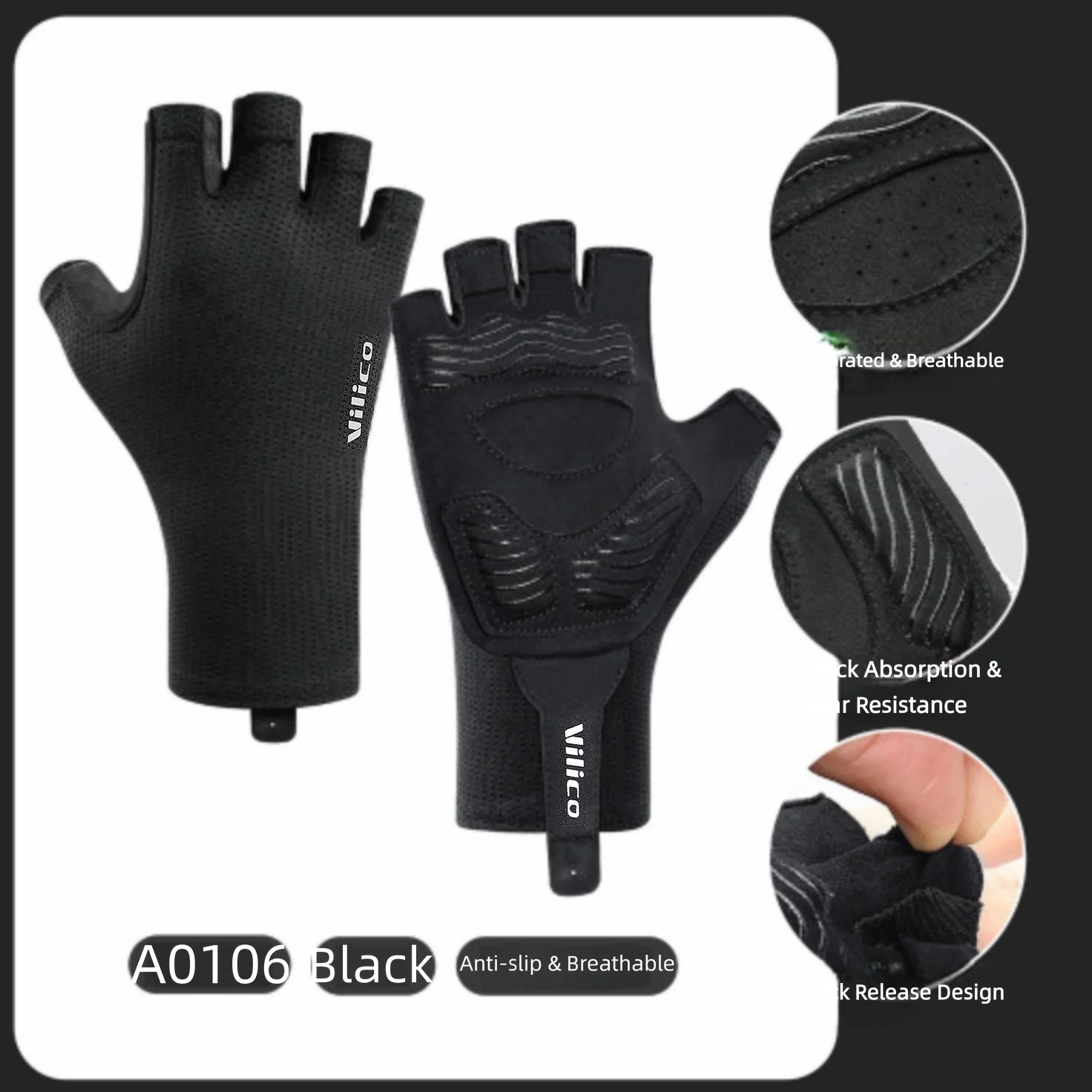 Short Cycling Gloves Fingerless Gloves Anti-slip Bicycle Lycra Fabric Half Finger Mitten for Mtb Road Bike Sports Racing