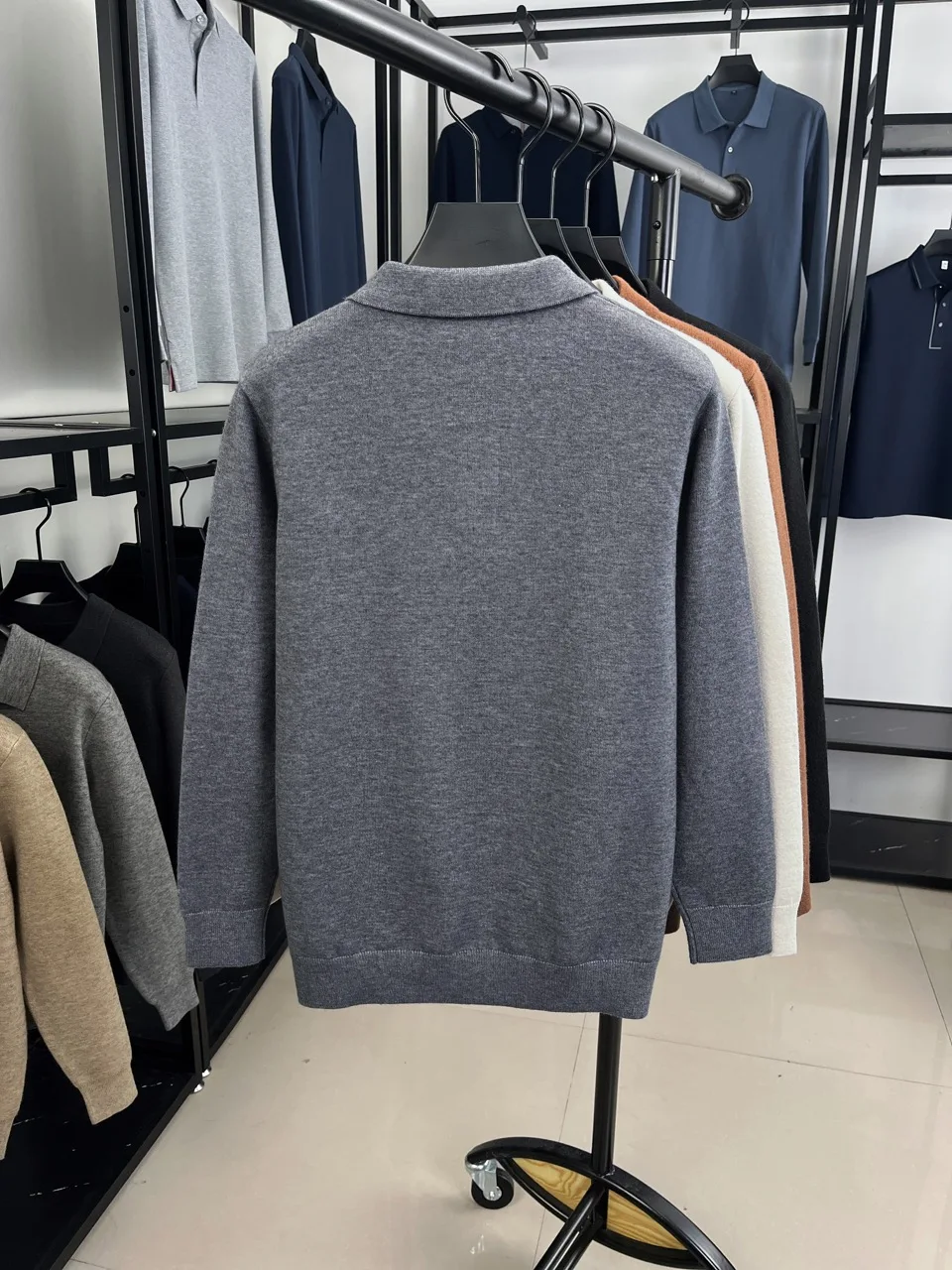 Herren Wollmischung Polo-Pullover Schwergewichtiger Warmer Strickpullover Anti-Pilling Weicher Griff Langarm-Pullover Herbst Winter – Detail 10