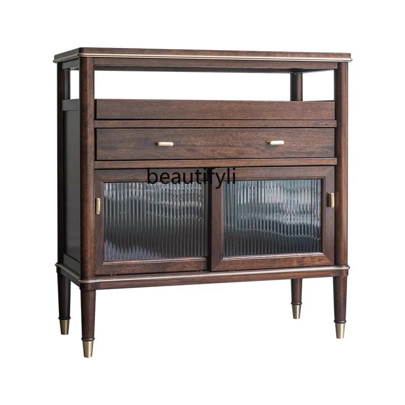 Dining Side Solid Wood Tea Cabinet Coffee Machine Display Box Light Luxury Coffee Bar Counter Storage Cabinet Wall Tea Table