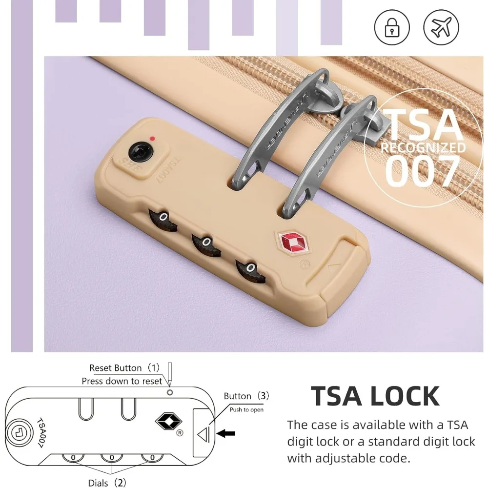 Juego de equipaje rígido expandible de 3 piezas con ruedas, cerradura TSA, 22x14x9, maleta aprobada por aerolínea para viajes