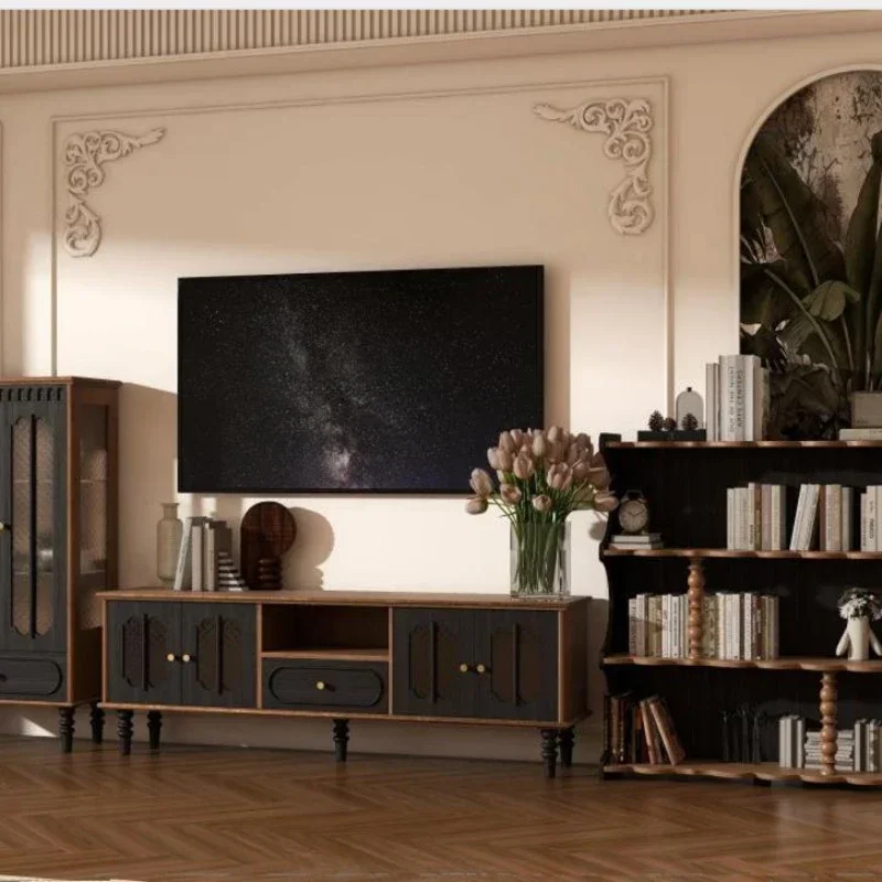 

High Drawers Big Modern TV Stand Center Set Black Showcase Luxury Nordic Tv Table Living Room Walnut Fernsehen Tisch Furniture