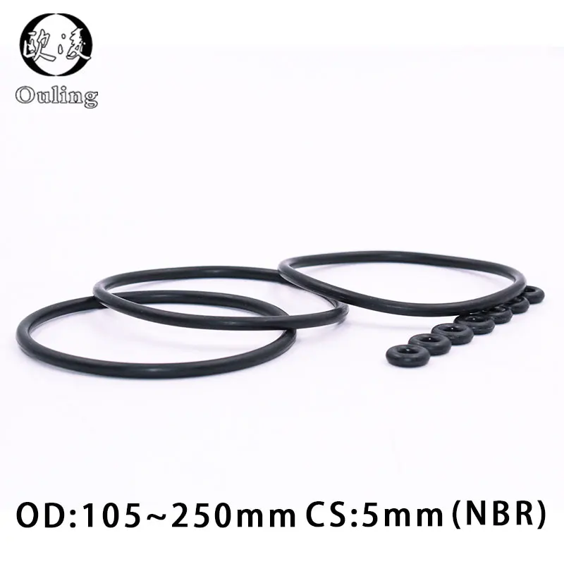 

2pcs/lot Rubber NBR Sealing O-Ring CS5mm OD105/110/115/120/125/130/135/140/145/150/250mm O Ring Seal Oring NBR Gasket Sealing-.-