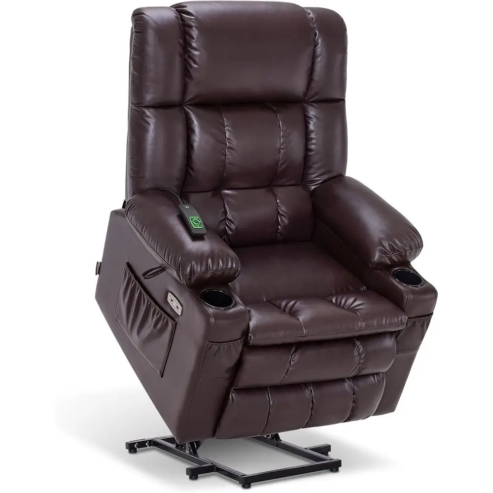 

Dual Motor High-Power Recliner for Elderly with Heat and Massage, Plush Recliner for Tall Individuals, Genuine Leather Chair in
