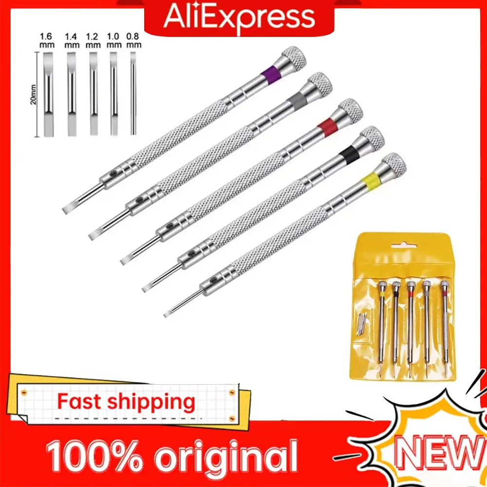 5pcs/set 0.8-1.6mm Steel Screwdriver for Watch Repairing Portable Watch Tools Band Removal with Mini Link Pins Watchmaker Tools