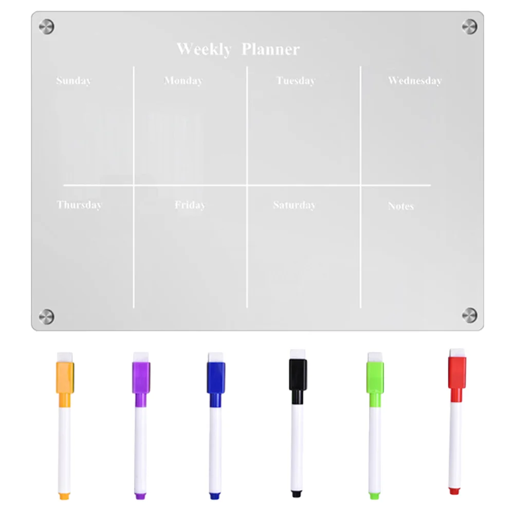 Magnetic Refrigerator Planning Whiteboard Transparent Clear Blank Dry Erase Meal Acrylic