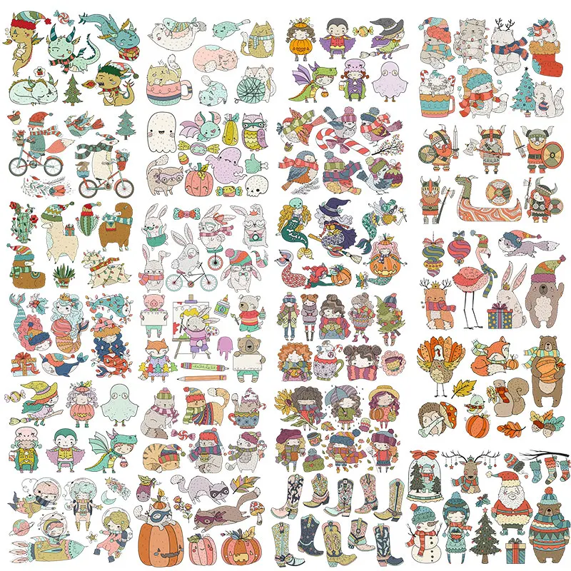 

Cartoon animals girls Thermal Transfers Decals Patch on Jackets bags socks pillow clothes DIY Appliques Iron-on Transfers