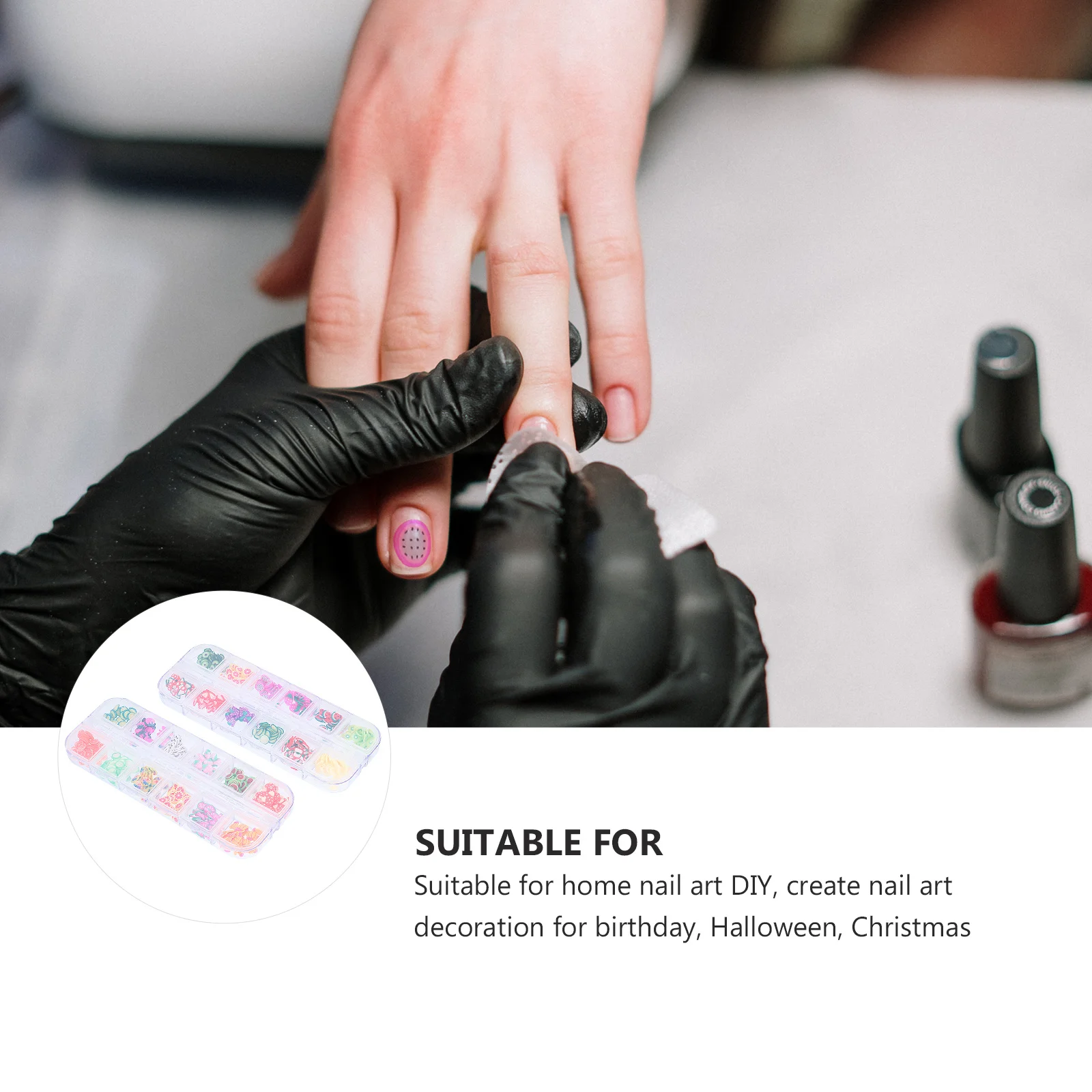 2 صناديق مسمار الفن شرائح الفاكهة مستوحاة ديكور الجلد ودية غير سامة لوازم لعيد ميلاد عيد الهالوين عيد الميلاد مسمار الفن شريحة