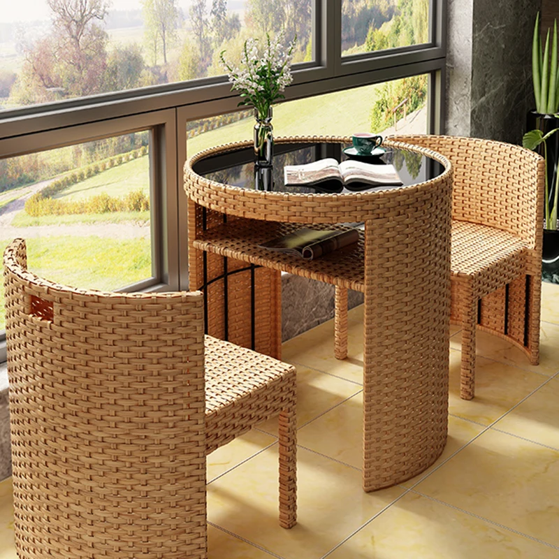 Customizable Set di mobili da giardino retrò di design Sedie in rattan Set di mobili da giardino Nordic Outdo Giardino Arredo Mo