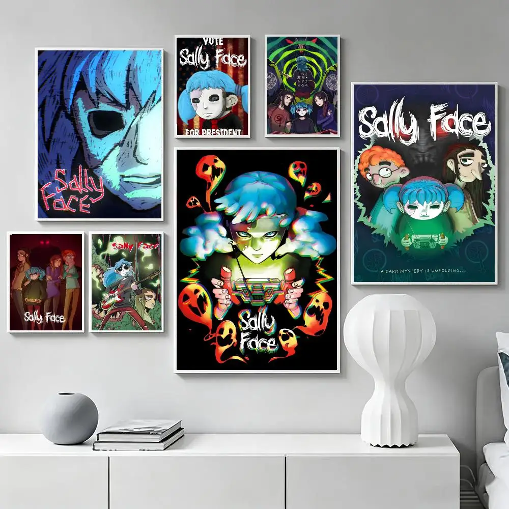 Game S-Sally Face Poster Hot Self-adhesive Art Paper Sticker Coffee House Bar Room Wall Decor
