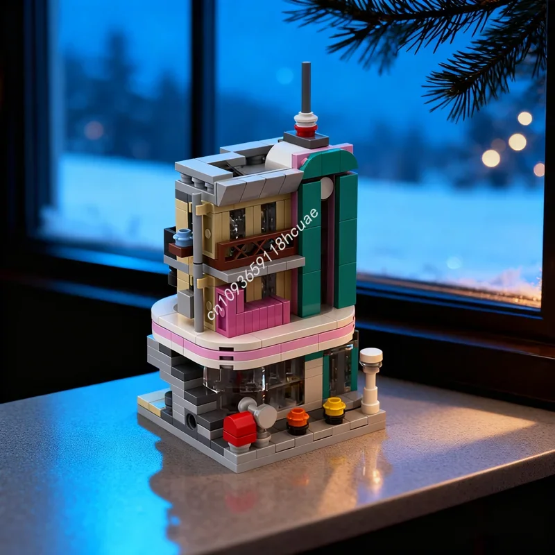 364pcs MOC Mini Modulaire Downtown Diner Minied Modelbouw Kerstcadeaus Blokken Architectuur DIY Speelgoed Creatief Idee Kinderen