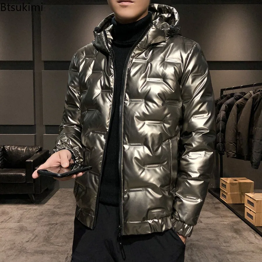 

2025 Men's Bright Down Coats Jackets Autumn Winter New Casual Fashion Bomber Down Jacket High Quality Thick Warm Male Down Coats