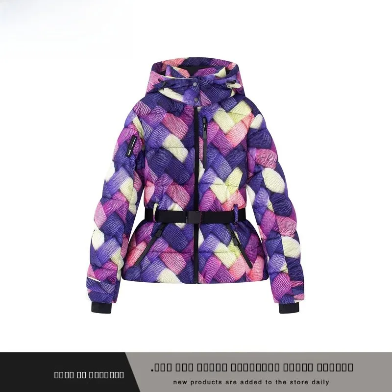 

Fall Winter New Arrival Women's Cotton Jaet Coat with Hoodie Waist-Cinching Snow Series ZR Sle ort Outerwear Coat