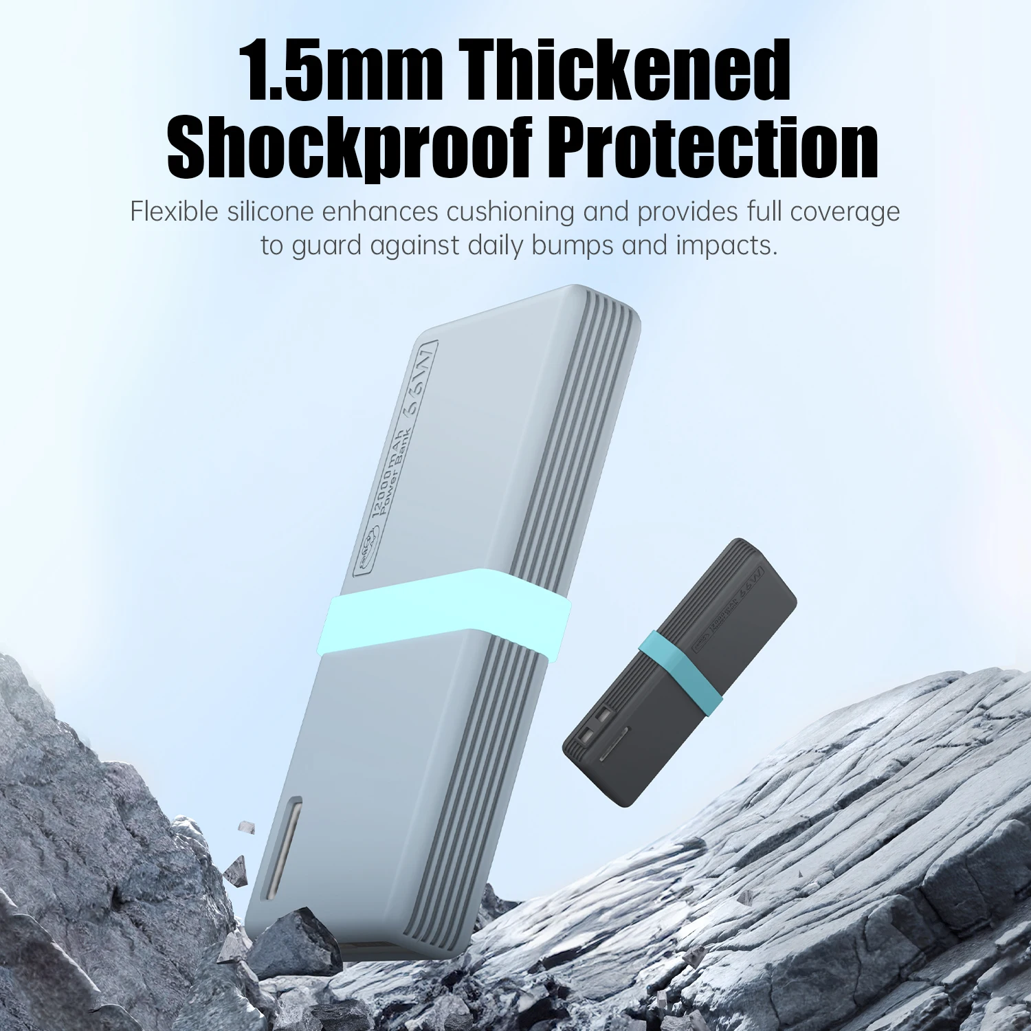 SIKAI الغطاء الواقي غطاء من السيليكون لهواوي 66 واط قوة البنك 12000 مللي أمبير مكافحة الإفلات المضادة للانزلاق غطاء كامل واقٍ