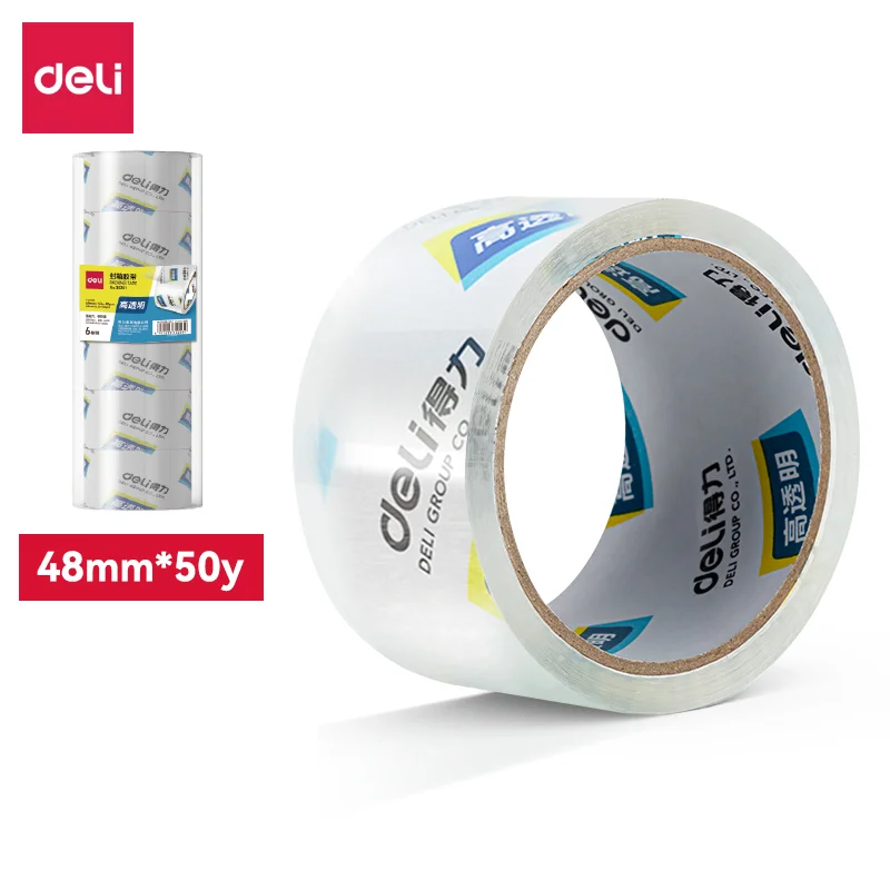 

6Pcs/Lot Deli 30202 48mm 45M Packing Tape Tape Sealing Tape Transparent Wide Tape High Viscosity