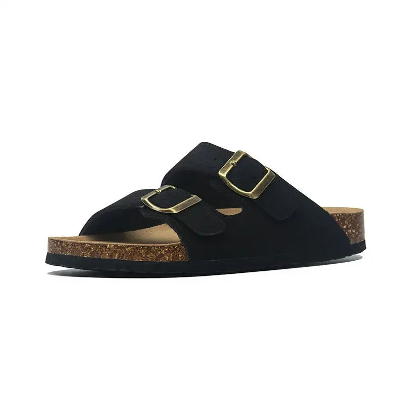 

10 Style Frosted Leather Lovers' Cork Slippers Sandals Casual Beach Slippers Women Men Slip on Flip Flops Flats Shoes