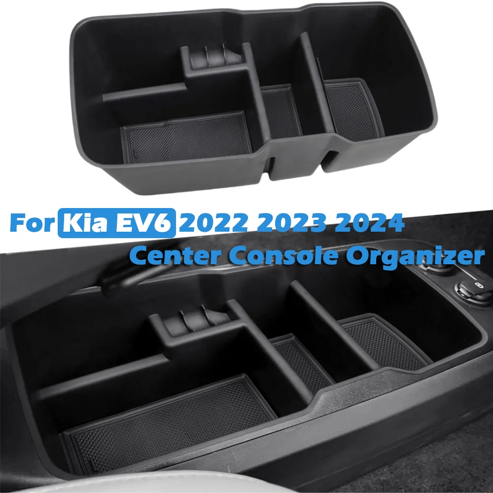 

For Kia EV6 2022 2023 2024 Center Console Lower Organizer Tray ABS Armrest Bottom Storage Box EV6 LHD RHD Accessories