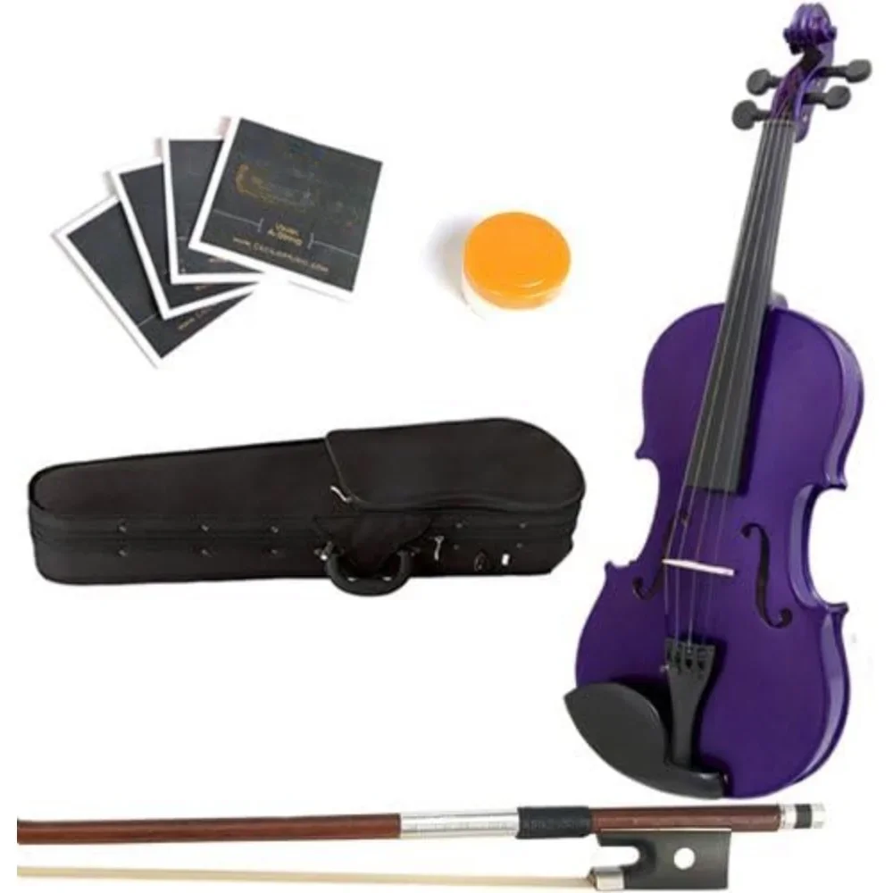 

16-Inch MA-Purple Solid Wood Viola with Case, Bow, Rosin, Bridge and Strings，Size 16-in