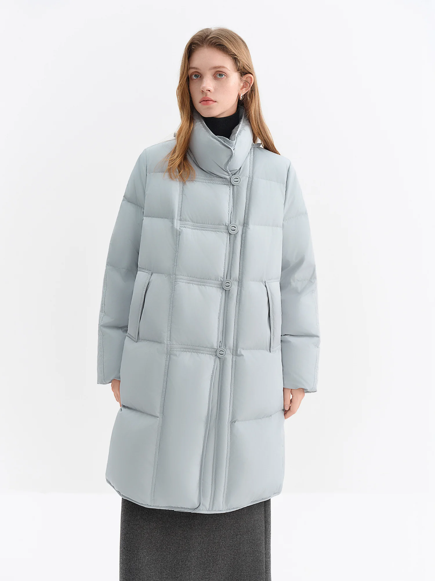 FSLE الوقوف طوق انفصال متماسكة قبعة المجهزة الخصر أسفل سترة للنساء شتاء 2025 مجموعة جديدة 90% الأبيض بطة أسفل معاطف