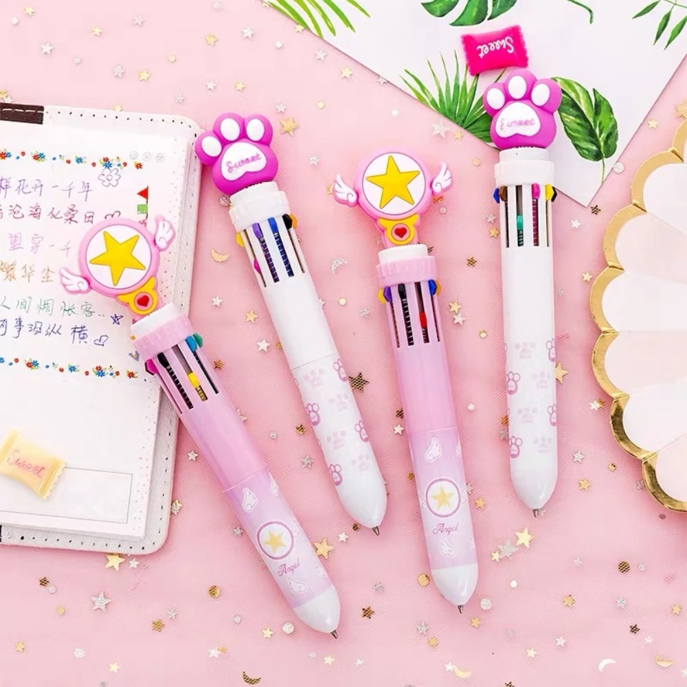 Cute Star Ten Color Pen Cat Claw Stationery Student Office Supplies Gift