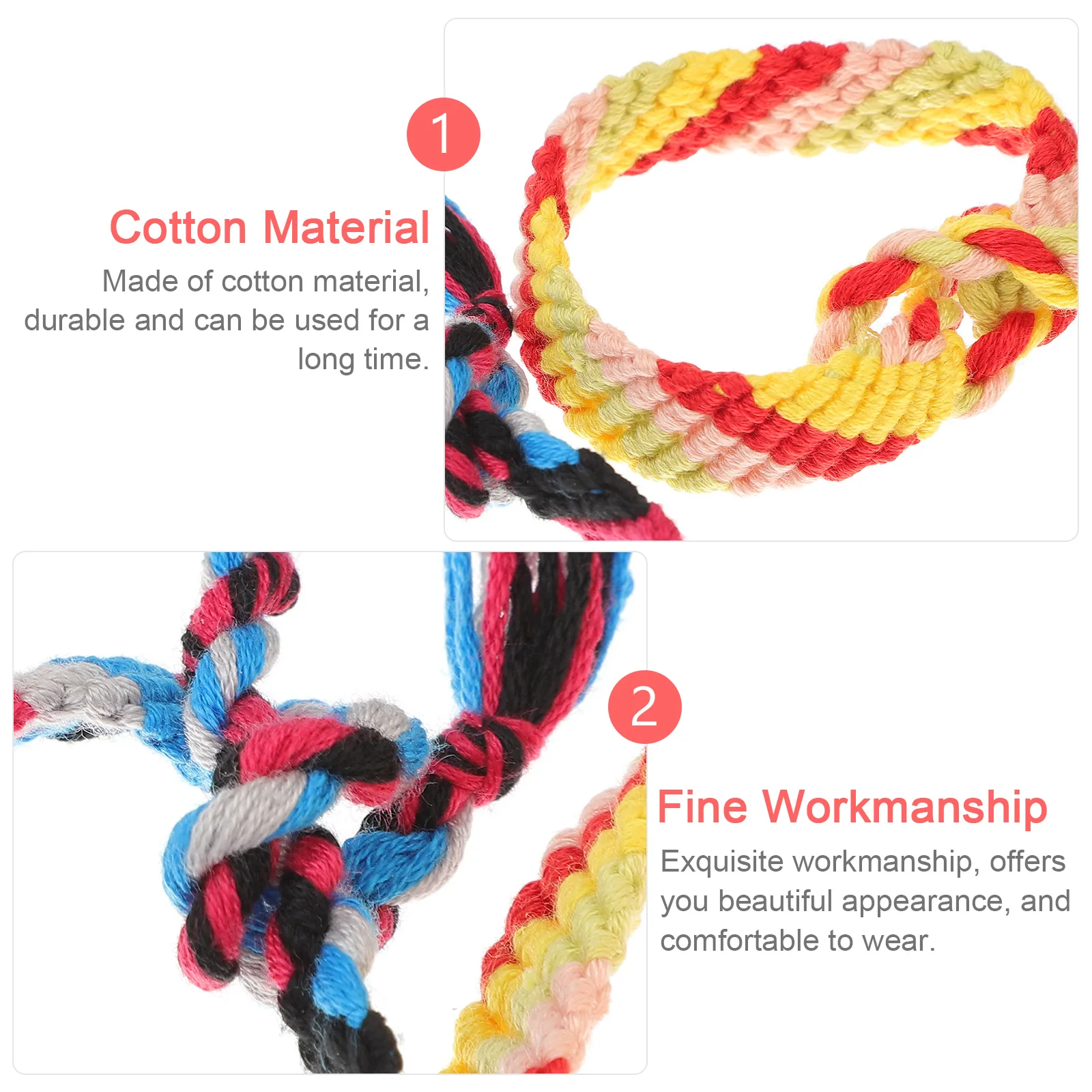 

10 Pcs Bracelet Friendship Braided Wrist Band Girl Ethnic Cotton Thread Bracelets Knit Man