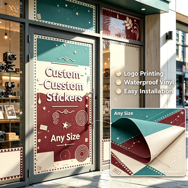 Custom Printed Any‑Size Business Promotion StickersDurable VinylforCommercial Publicity Venue Branding Offline Campaign Displays