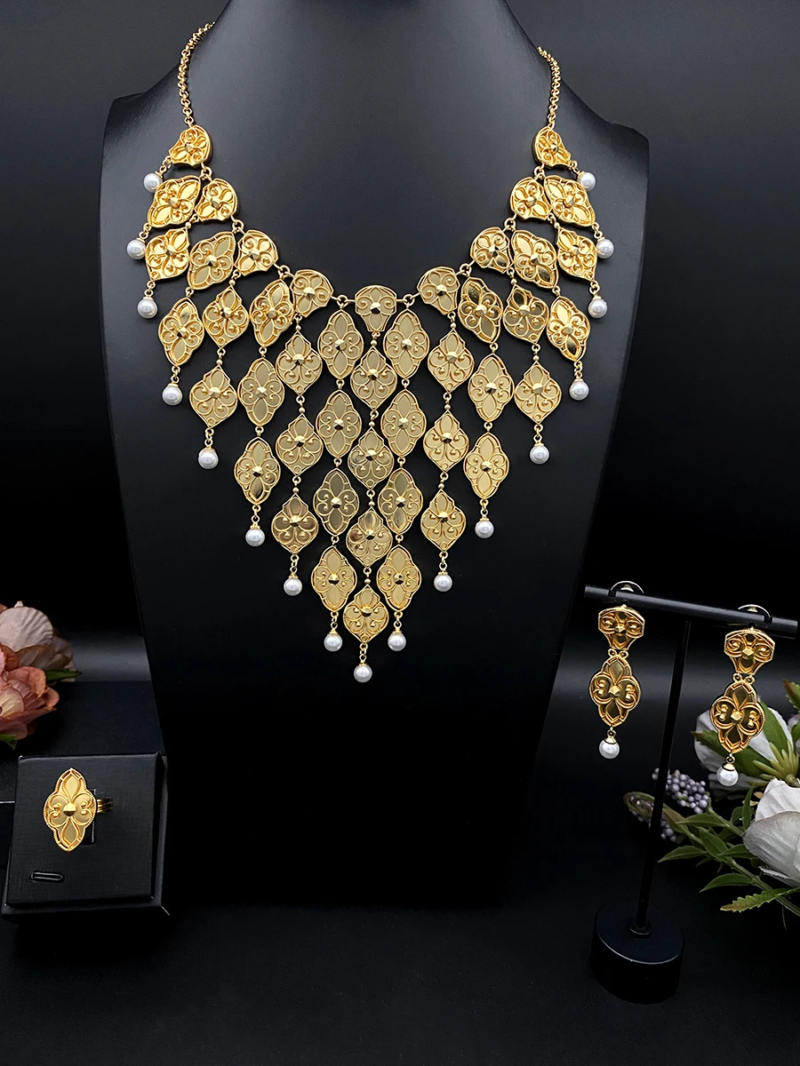 

Falair Imitation Pearl Copper-Plated Multi-Layer Tassel Jewelry Set for Women, Perfect Gifts for Anniversary Birthday Part