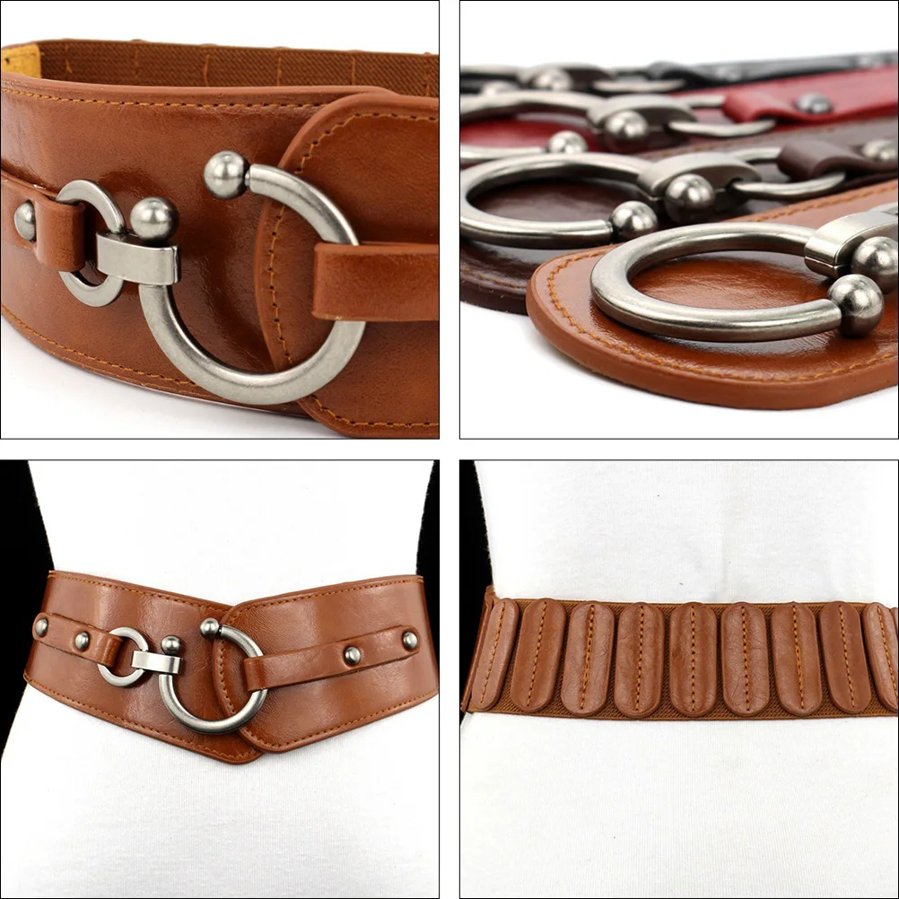

Wide Waist Belt Elastic Pu Girdle Alloy Women Durable Lightweight Stylish Daily Banquet Party Wide Dress Belt Lace