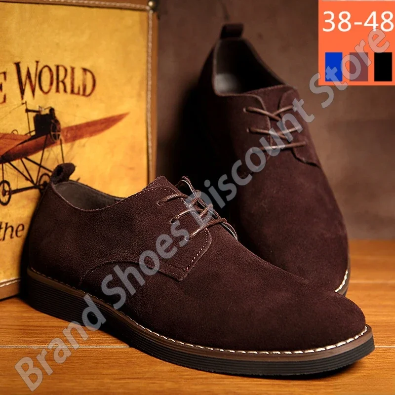 Sepatu pria ukuran besar 38-48 Oxford sepatu pria kulit PU Suede kasual musim semi musim gugur sepatu pria kulit sepatu gaun 2024