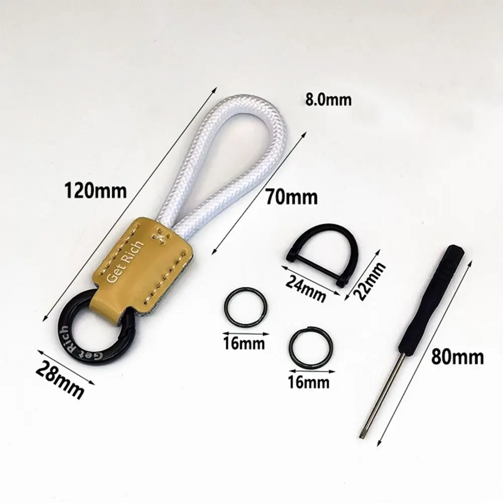 New Leather Car Key Ring Anti-lost with Screwdriver Wrist Rope Black Buckle Key Strap Key Accessory