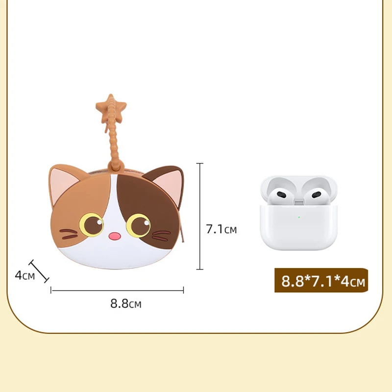 1Pcs Kids Cartoon Mini Silicone Bag Lovely Meow Coin Purse Bag Backpack Pendant Girls Cute Cat Headphone Organiser Birthday Gift