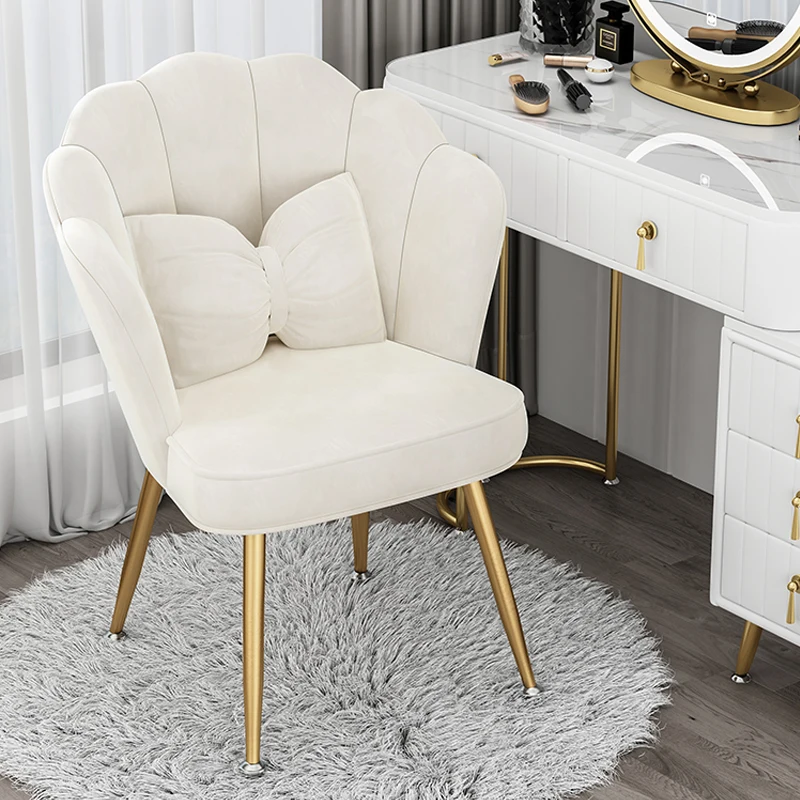 Nordic Modern Dining Chairs Luxury Backrest Chair Velvet Bedroom Vanity Chair INS Simple Manicure Dressing Table Stool