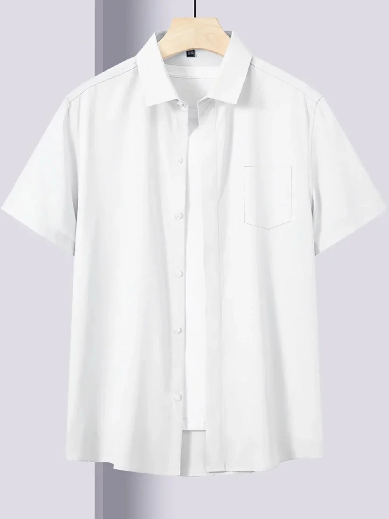 

Summer lightweight solid color short-sleeve shirt, trendy men's versatile casual everyday wear solid short-sleeve shirt