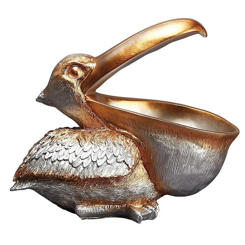 Chinese Style Lucky Pelican Resin Storage Figurine Creative Animal Statue Home Decor For Living Room Entryway Wine Cabinet Deskt