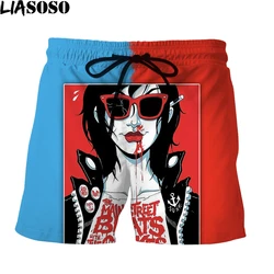 LIASOSO-pantalones cortos con estampado 3D para hombre, ropa de chándal con diseño de contraste de Color, estilo Retro, Punk Rock, Hip Hop