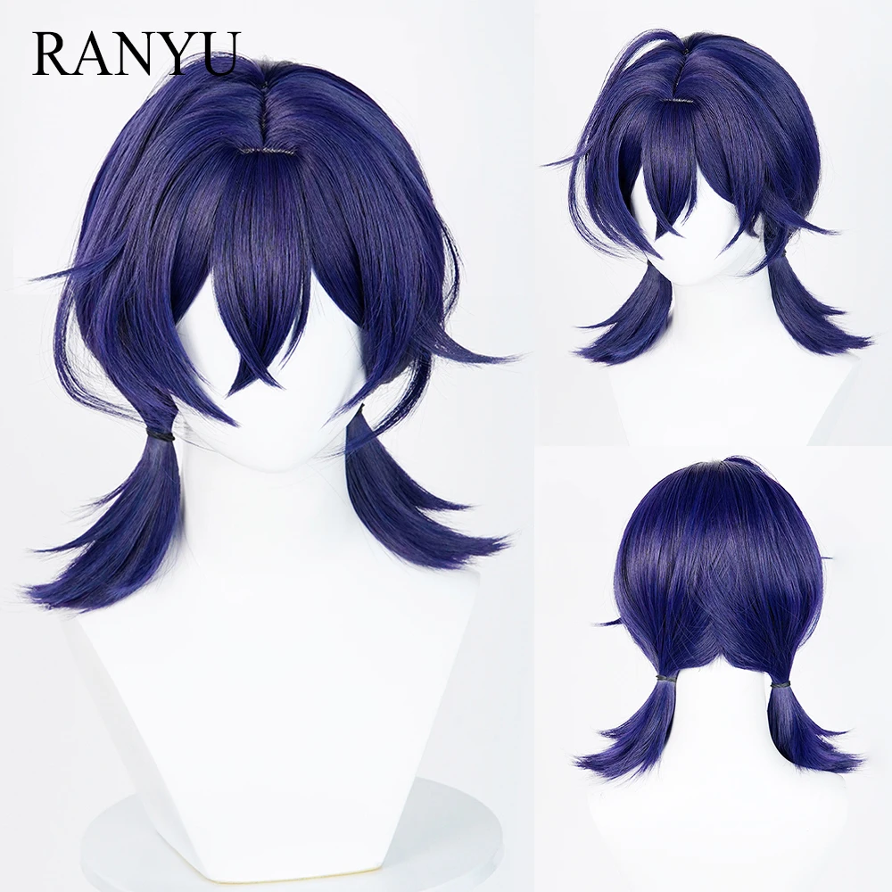 Short Straight Purple Anime Game Cosplay Belle Wigs with Bangs Synthetic Fluffy Heat Resistant Wig for Daily Party