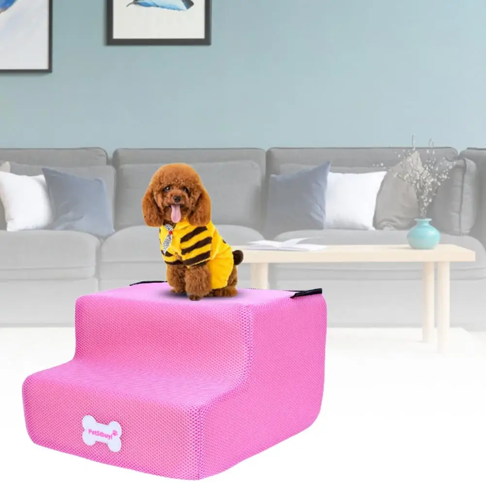 2 Steps Stairs Cover Puppy Small Dog Cat Pet Ladder Cover Detachable Zipper Closure Fabric Non-slip Dog Climbing Ramp Cover