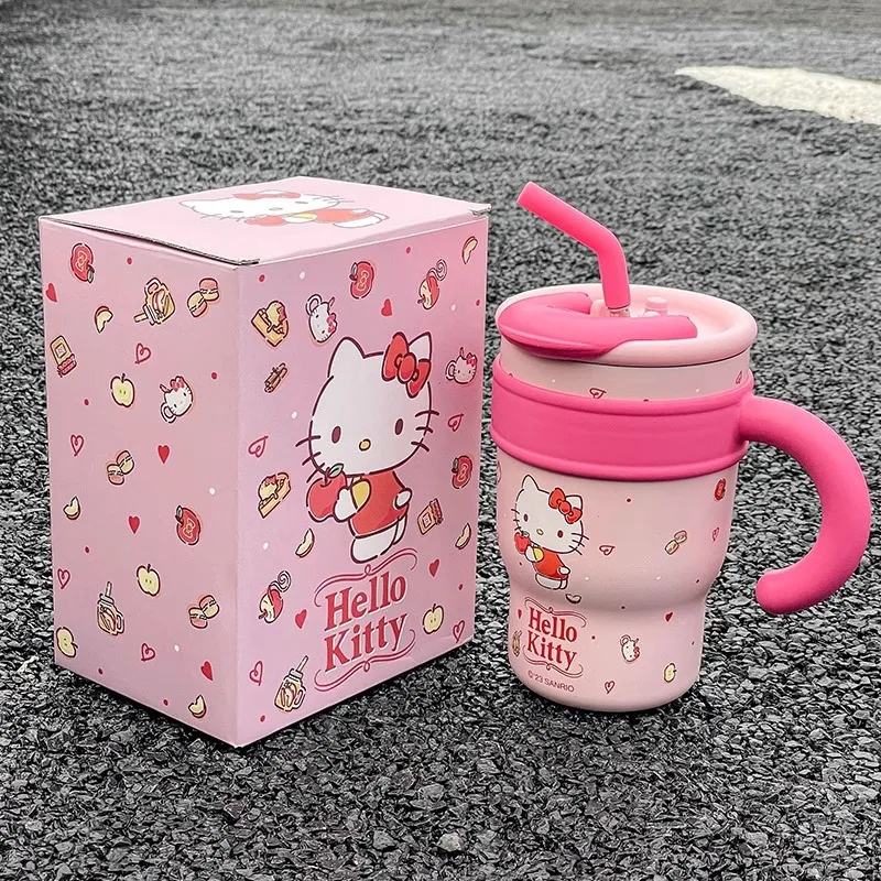 Sanrio Hello Kitty Large Capacity Tumbler, New Stylish Insulated Water Cup with Straw for Women