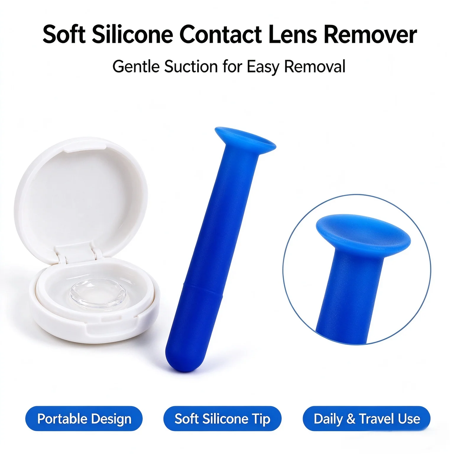 1pc Soft Silicone Contact Lens Suction Cup Portable Inserter Remover Tool With Storage Tube
