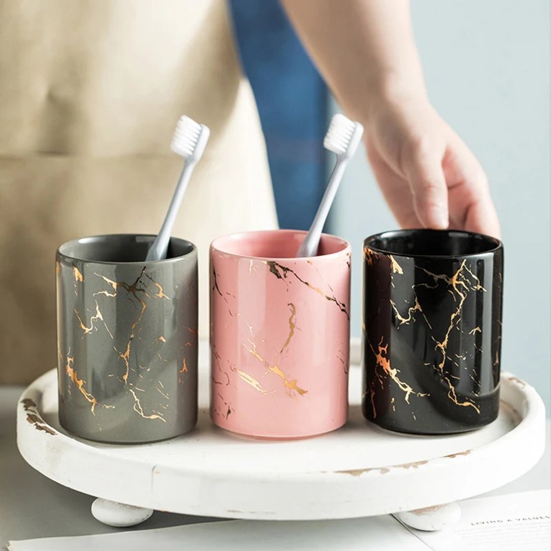 Creative Wash Cup Ceramic Toothbrush Cup Bathroom Ceramic Marbling Mouthwash Cup Toothbrush Holder Bathroom Supplies