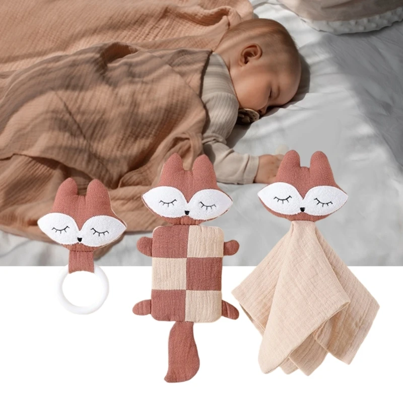 

3pcs Cartoon Animal Appease Towel Small Comforting Blanket Lovely Baby Pacify Handkerchief for Soothing Newborns 24BE