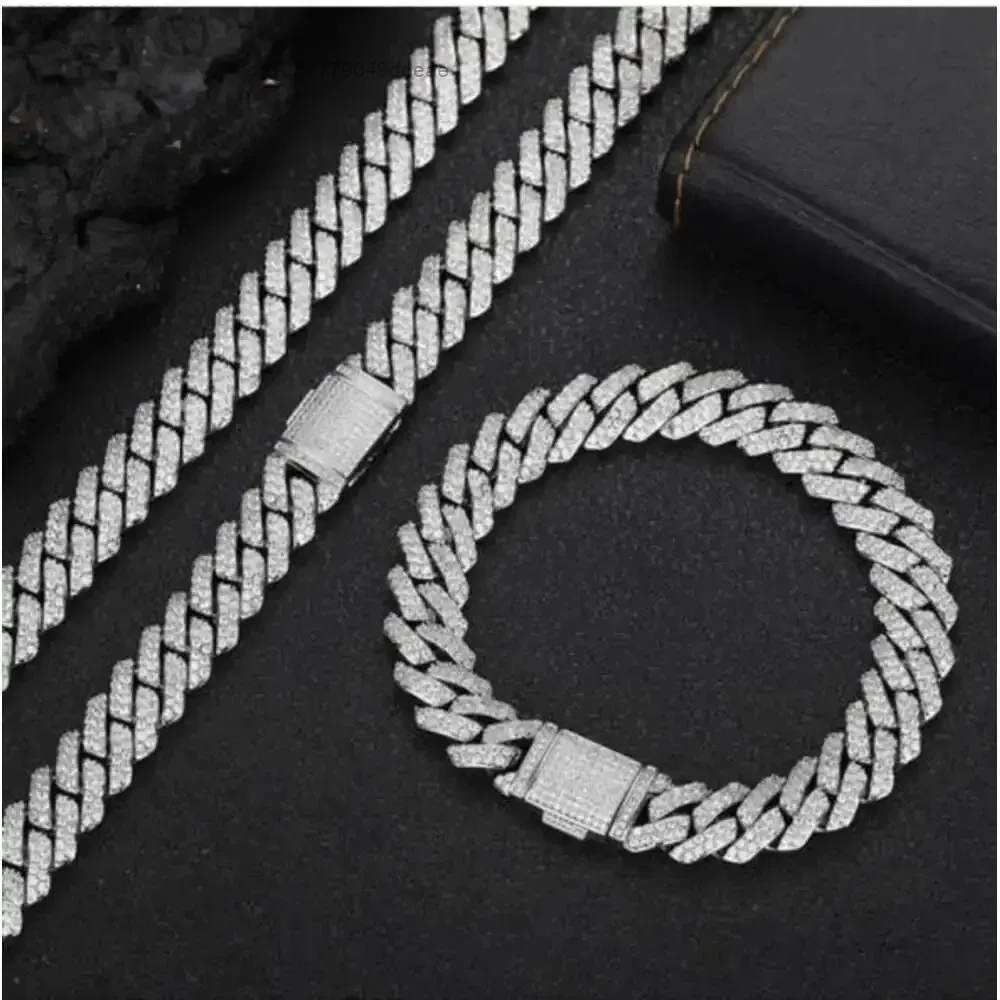 

9mm 15mm 19mm Oem 925 Silver Iced Out Cuban Bracelet Wholesale Polish Symmetry 10/14k Gold Vvs Moissanite Mens Miami Cuban Chain