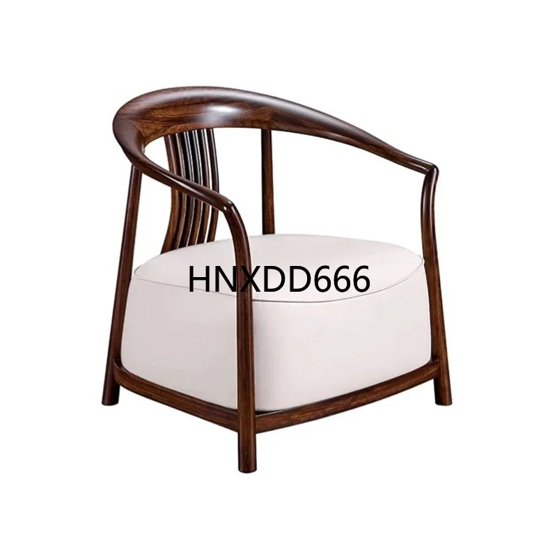 

New Chinese ebony leather leisure chair three-piece set