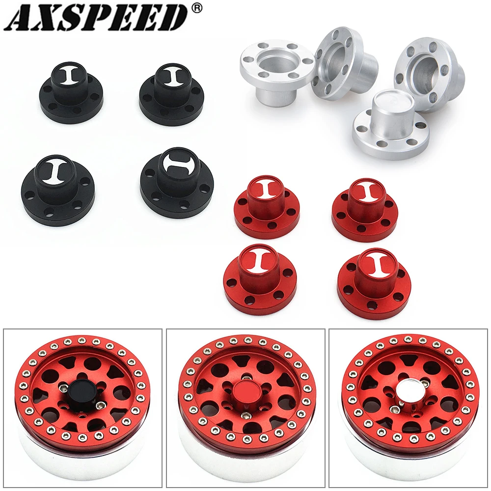 

AXSPEED 4PCS Metal 1.9" Wheel Rim Center Dust Cap 6 Holes for 1/10 Axial SCX10 TRX4 TRX6 D90 Wheel Hub Caps Upgrade Parts