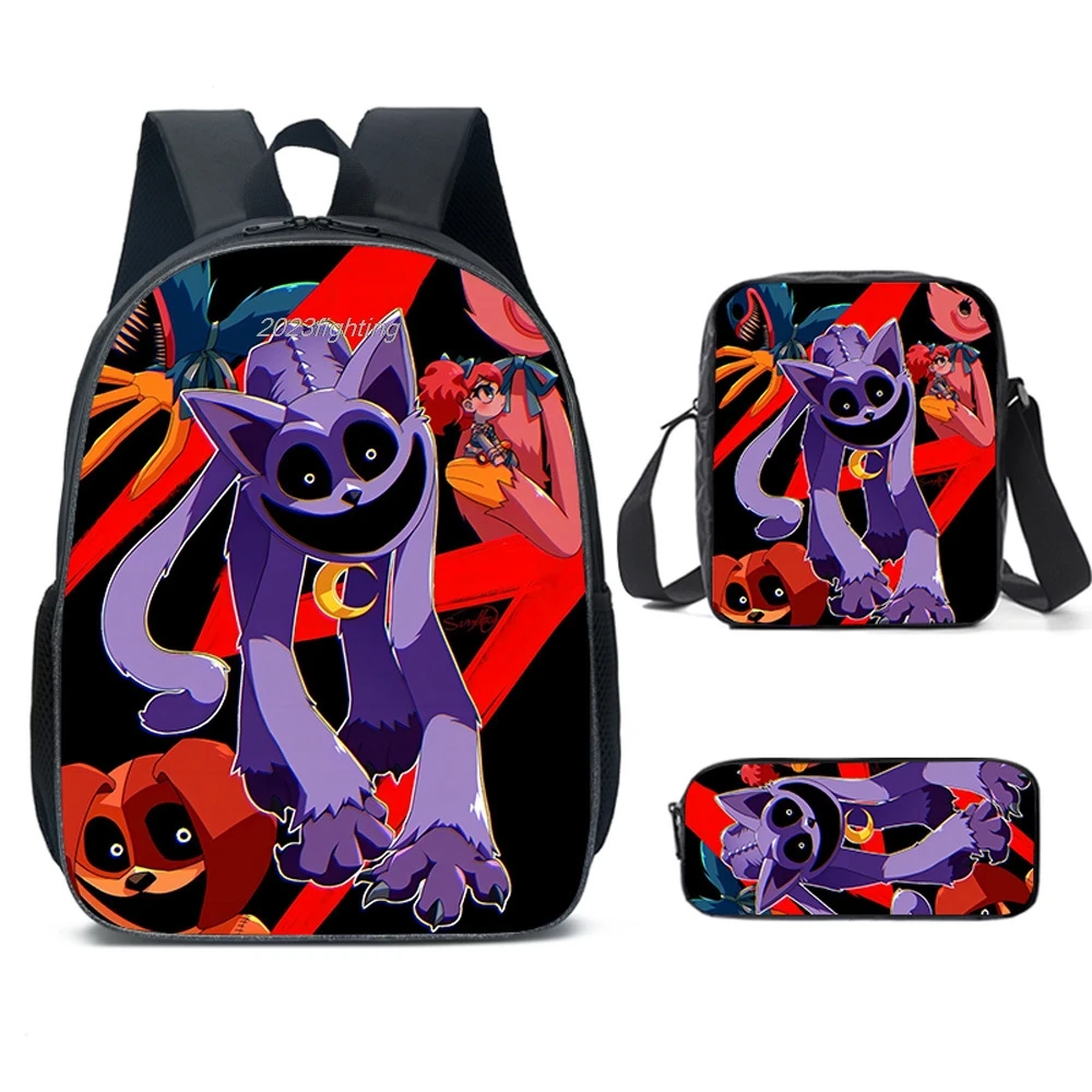 3pcs  Smiling Critters Backpack with Shoulder Bags for Boy Girls Cartoon Prints School Bags Mochila Best Gift for Children